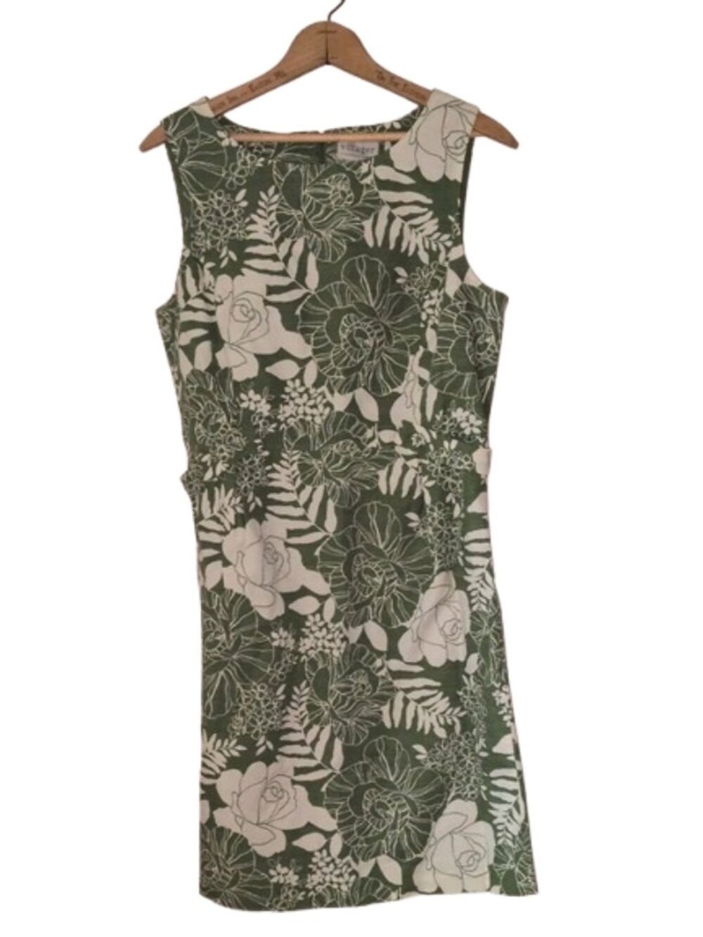 Villager Liz Claiborne Women's Size 8 Sleeveless Floral Leaf Print Dress